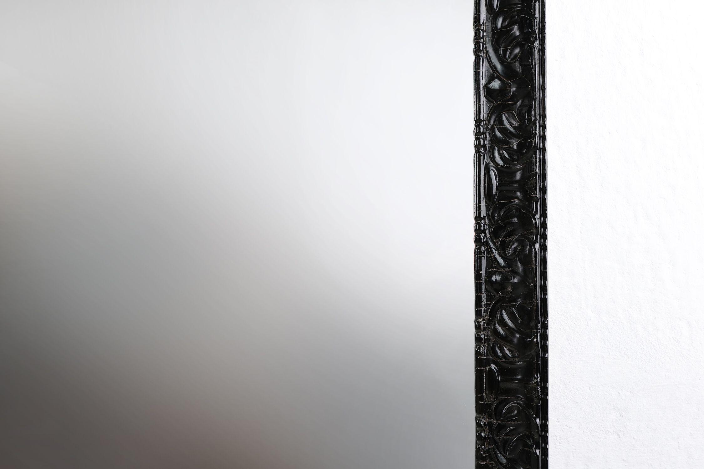 Baroque black large oak mantel or fireplace mirror, France ca. 1850thumbnail